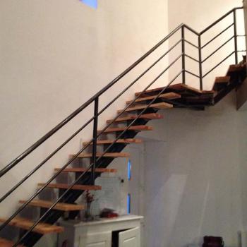 Installation escalier quart tournant haut